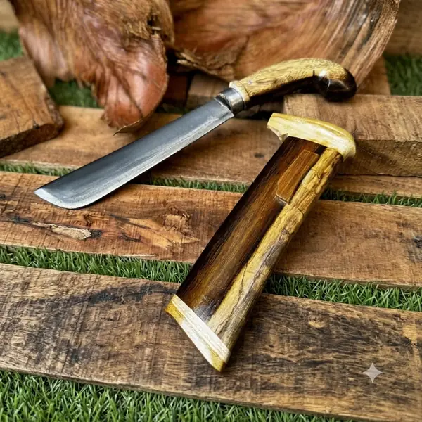 sarung golok kayu sarangka dengan bilah golok baja carbon — PisauNusantara Bandung